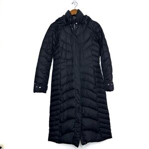 Eddie Bauer Womens Black Full Zip Long Goose Down Quilted Coat Size Medium